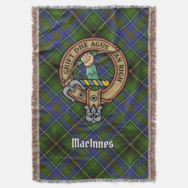 Wappen des Clan MacInnes über Tartan Decke (Vorderseite Vertikal)
