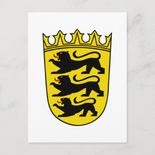 Wappen des deutschen Bundeslandes Baden-Württember Postkarte