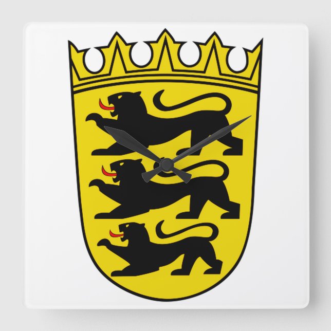 Wappen des deutschen Staat Baden-Württemberg Quadratische Wanduhr (Vorderseite)