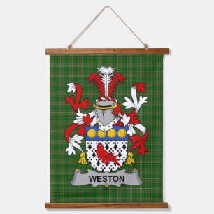 Wappen des irischen Familienwappens Weston Wandteppich Mit Holzrahmen