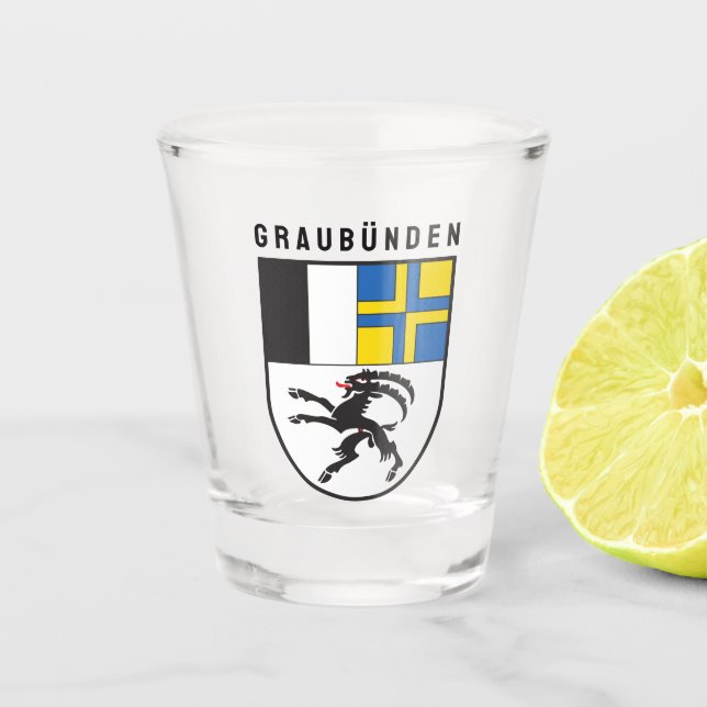 Wappen des Kantons Graubünden, Schweiz Schnapsglas (Vorderseite)