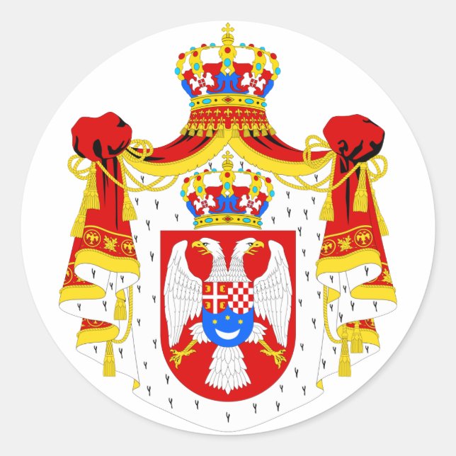 Wappen des Königreichs Jugoslawien - Offizielles S Runder Aufkleber (Vorderseite)