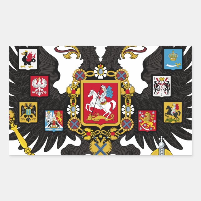 Wappen des russischen Reiches Rechteckiger Aufkleber (Vorderseite)