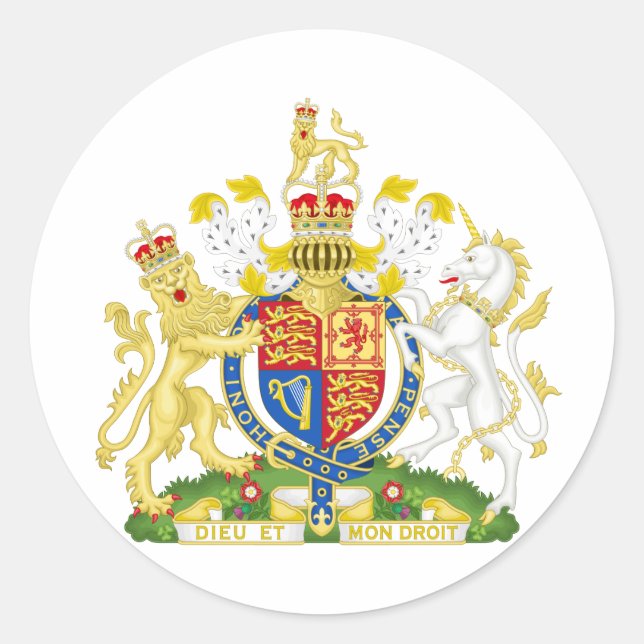 Wappen des Vereinigten Königreichs GB Runder Aufkleber (Vorderseite)