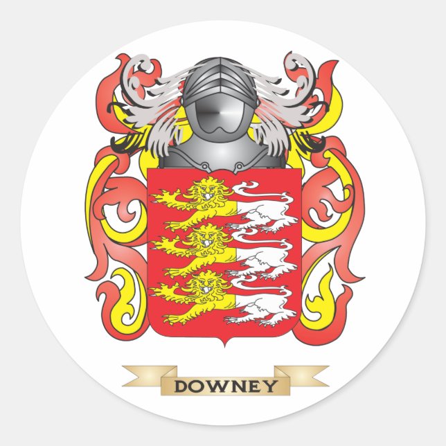 Wappen-Downey-Coat Runder Aufkleber (Vorderseite)
