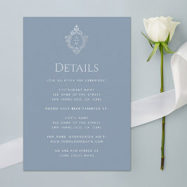 Wappen Dusty Blue Wedding Details Vintag Monogramm Begleitkarte