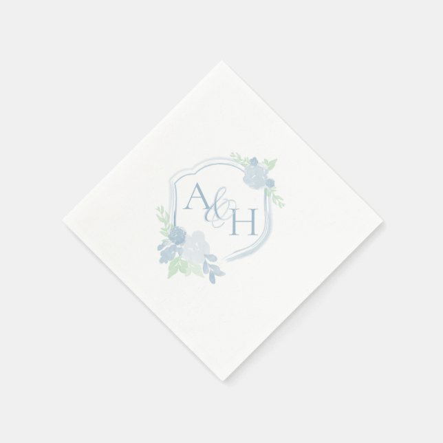 Wappen Floral Monogram Wedkin Serviette (Ecke)