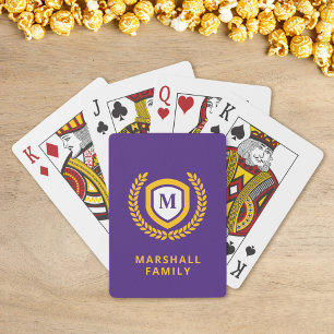 Wappen für lila und Gold Monogram-Logos Spielkarten