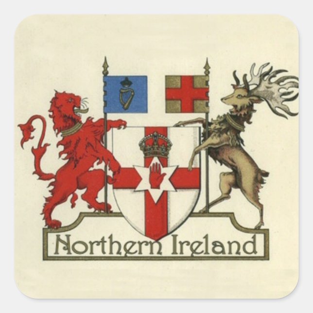 Wappen für Nordirland Quadratischer Aufkleber (Vorderseite)