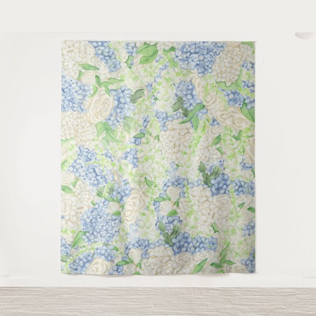 Wappen für Wasserfarben Blau und Weiß Wandteppich (Vorderseite)