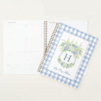 Wappen Gingham: Aquarell Blau und Weiße Hydrangea