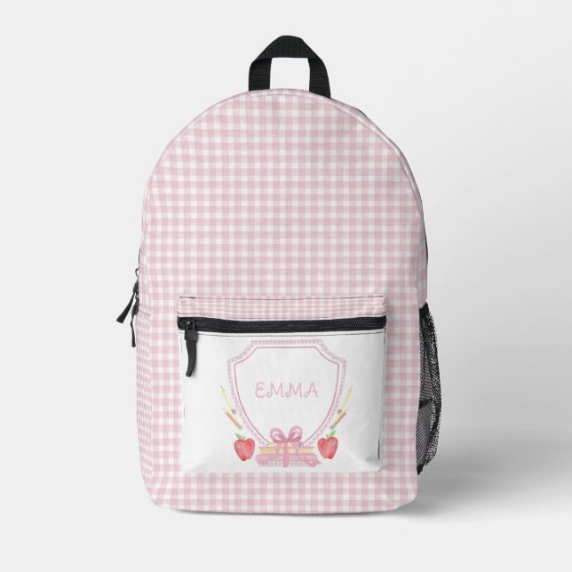Wappen | Grade School Gingham Bedruckter Rucksack (Vorderseite)
