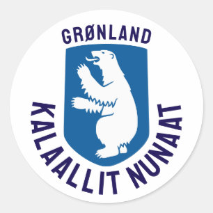 Wappen Grönlands - Bezeichnungen hinzugefügt Runder Aufkleber