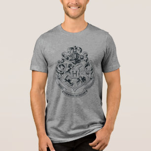 Wappen Harry Potter   Hogwarts - Schwarzweiss Tri-Blend Shirt