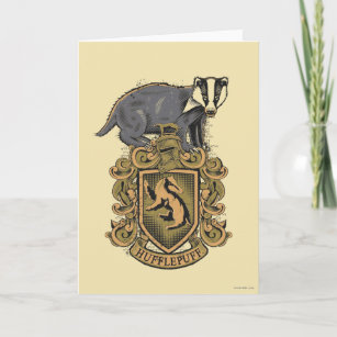 Wappen Harry Potter   Hufflepuff mit Dachs Karte