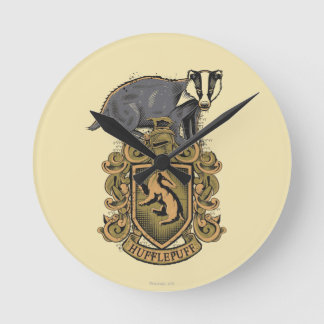 Wappen Harry Potter | Hufflepuff mit Dachs Runde Wanduhr