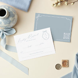 Wappen-Hochzeit mit handgezeichnetem Bow und Ribbo RSVP Karte