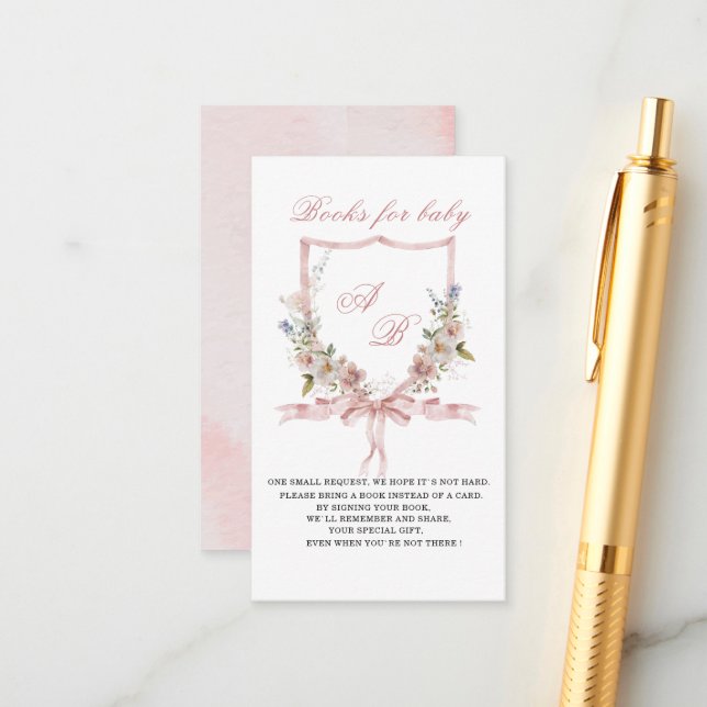 Wappen in Aquarellfarbe Wildblumen Babydusche b Begleitkarte (Vorderseite/Rückseite Beispiel)