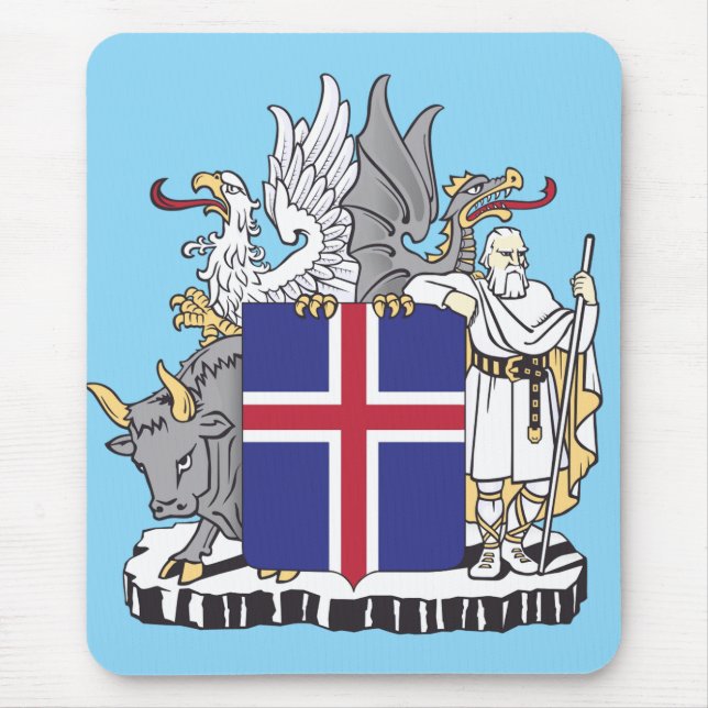 Wappen Islands Mythische Wächter Kunst Mousepad (Vorne)