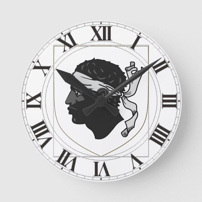 Wappen Korsikas Frankreich Runde Wanduhr (Vorderseite)