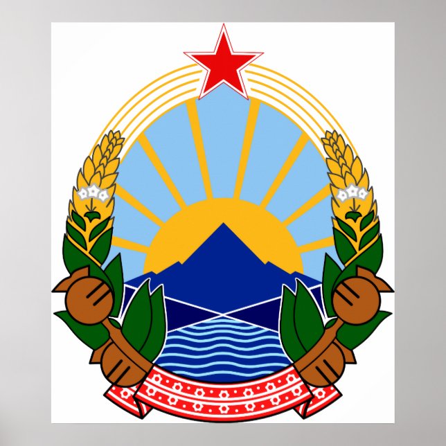 Wappen Mazedoniens Offiziell Heraldry Symbol Poster (Vorne)