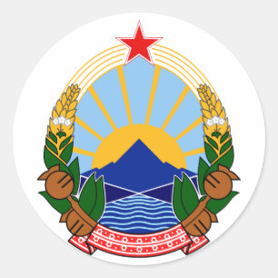 Wappen Mazedoniens Offiziell Heraldry Symbol Runder Aufkleber