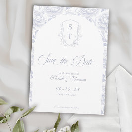 Wappen Monogram Dusty Blue Script Save The Date
