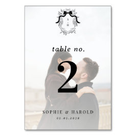 Wappen Monogram Faded Foto French Vintage Wedding Tischnummer