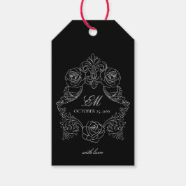 Wappen Monogram Ornament Black & White Wedding Log Geschenkanhänger