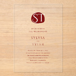 Wappen Monogram Typografy Wedding Acryleinladungen