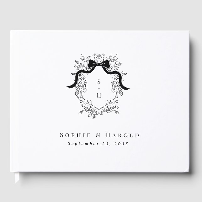 Wappen Monogram Viktorianische Vintage Hochzeit Gästebuch (Vorderseite)