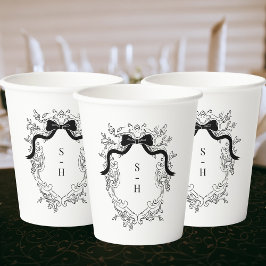 Wappen Monogram Vintage Viktorianische Hochzeit Pappbecher