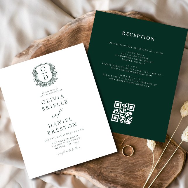 Wappen Monogram Wedding QR Code Einladung Flyer (Von Creator hochgeladen)
