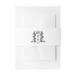 Wappen-Monogramm aus schwarzem Herzen auf weißer H Einladungsbanderole