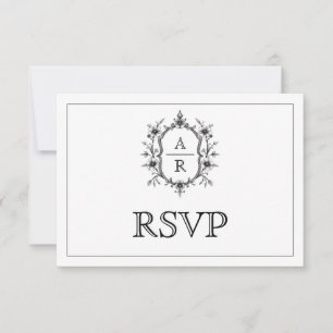 Wappen-Monogramm QR-Code RSVP Karte