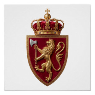 Wappen Norwegens Landeswappen Symbol Emblem Flagge Poster
