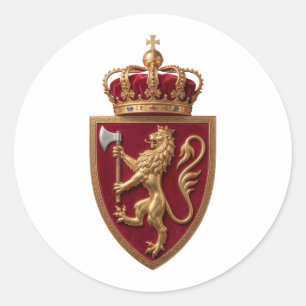 Wappen Norwegens Landeswappen Symbol Emblem Flagge Runder Aufkleber