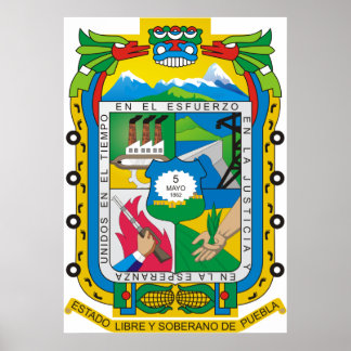 Wappen Puebla Offizielles mexikanisches Heraldry-L Poster