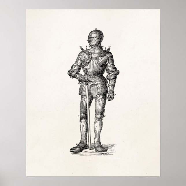 Wappen Ritter Schwertschwert mittelalterliches Sch Poster (Vorne)