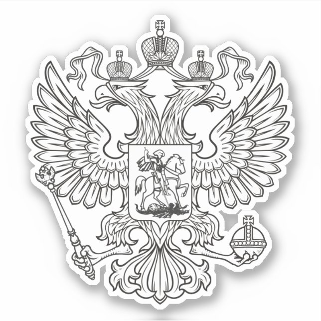 Wappen Russlands - weiße Version Aufkleber (Vorderseite)