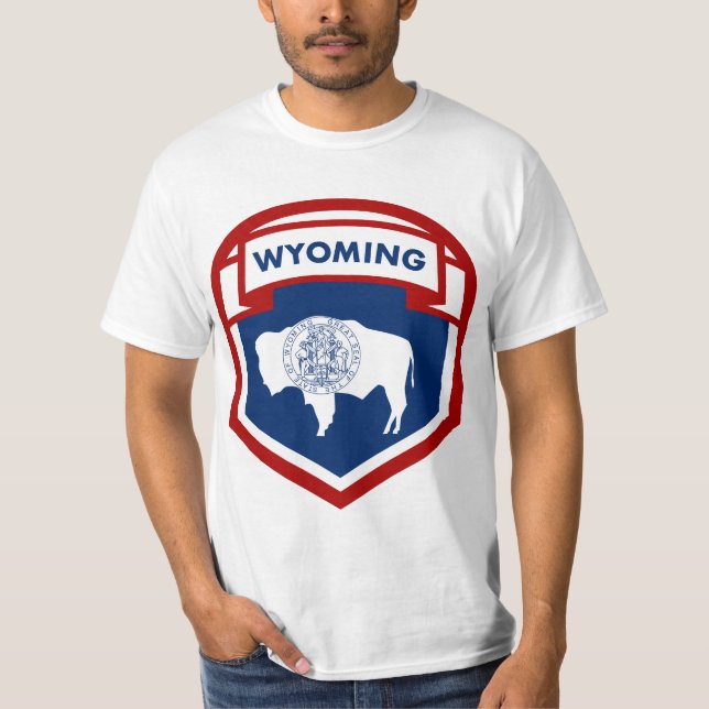 Wappen-Schildstil des Wyoming-Zustands T-Shirt (Vorderseite)
