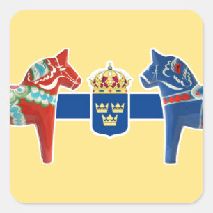 Wappen Schwedens Dala Quadratischer Aufkleber