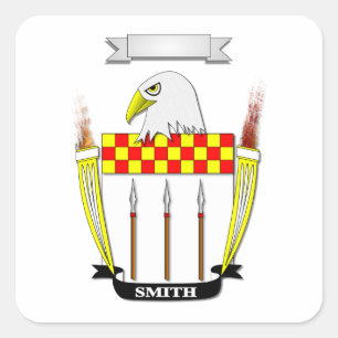 WAPPEN UND WAPPENSCHILD DER FAMILIE SMITH QUADRATISCHER AUFKLEBER
