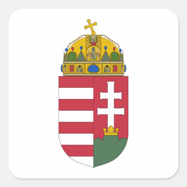 Wappen Ungarns Quadratischer Aufkleber (Vorderseite)