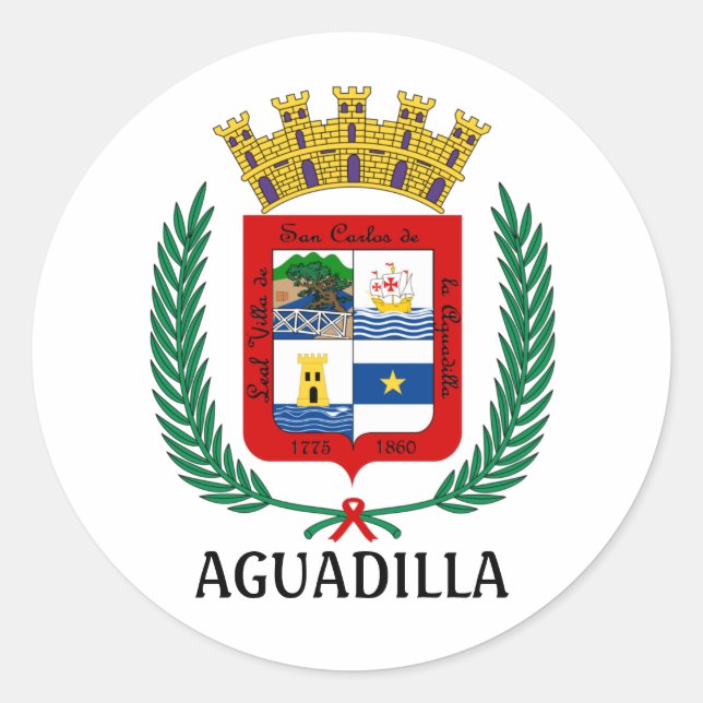 Wappen von Aguadilla, Puerto Rico Runder Aufkleber (Vorderseite)