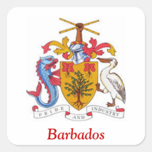 Wappen von Barbados Quadratischer Aufkleber