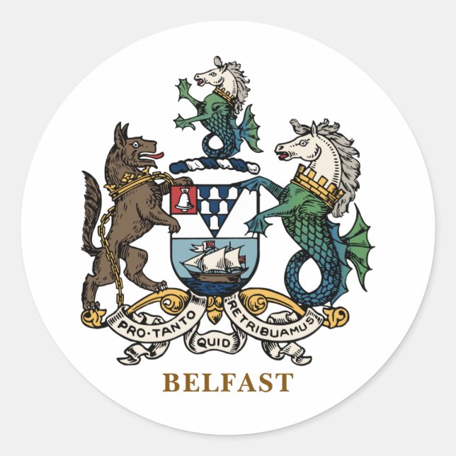 Wappen von Belfast Runder Aufkleber (Vorderseite)