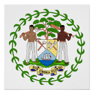Wappen von Belize Landeswappen Symbol Emblem Flagg Poster