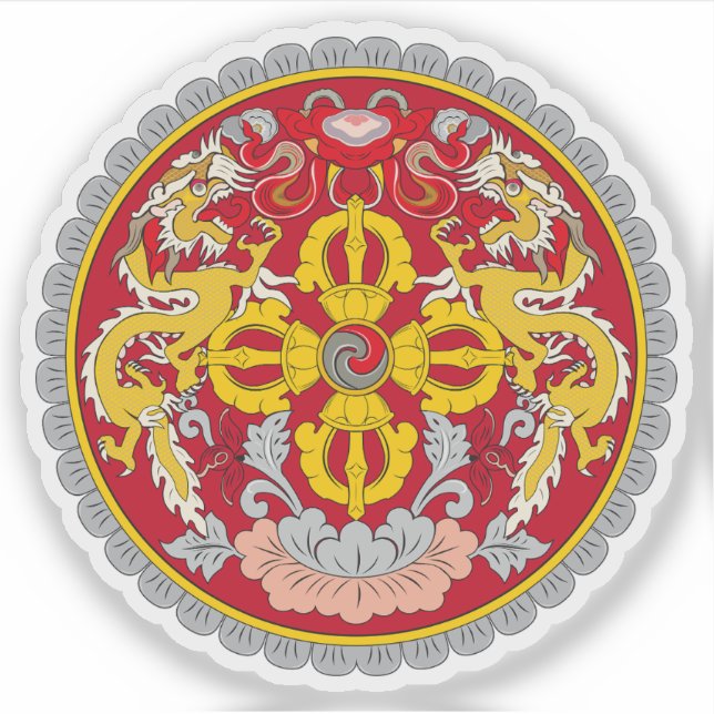 Wappen von Bhutan Aufkleber (Vorderseite)