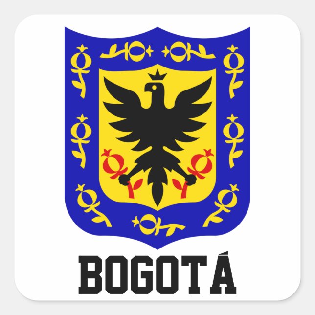 Wappen von Bogotá, Kolumbien Quadratischer Aufkleber (Vorderseite)